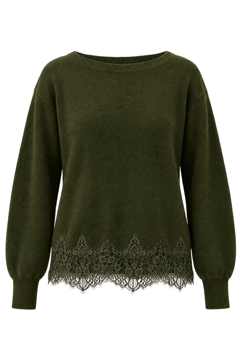 Lace Trim Boatneck Sweater