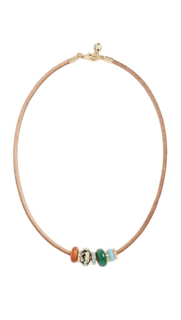 Semi Sliders On Leather Cord Necklace