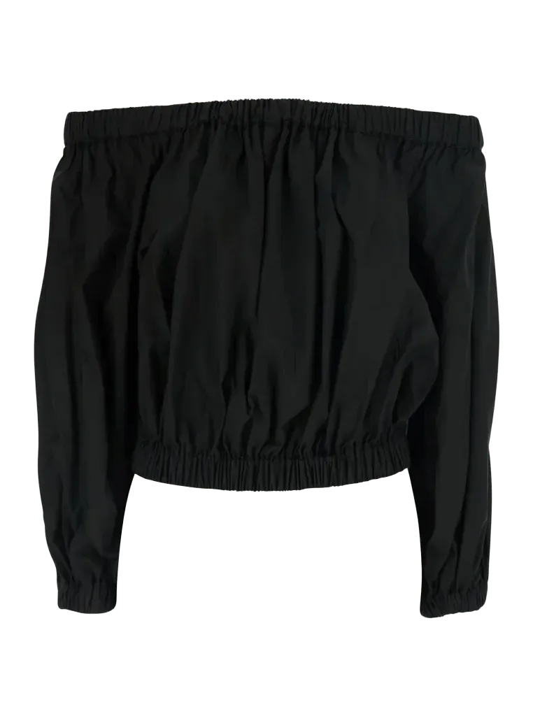 Jucca Off-Shoulder Poplin Blouse — Black
