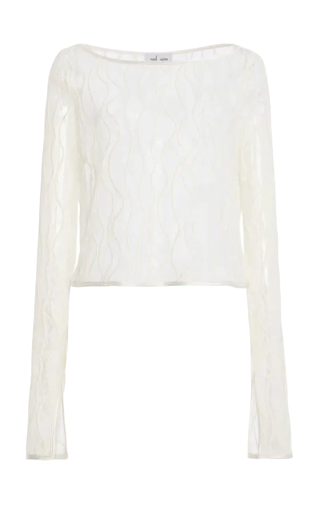 Brume Cotton-Blend Sutured Lace Top