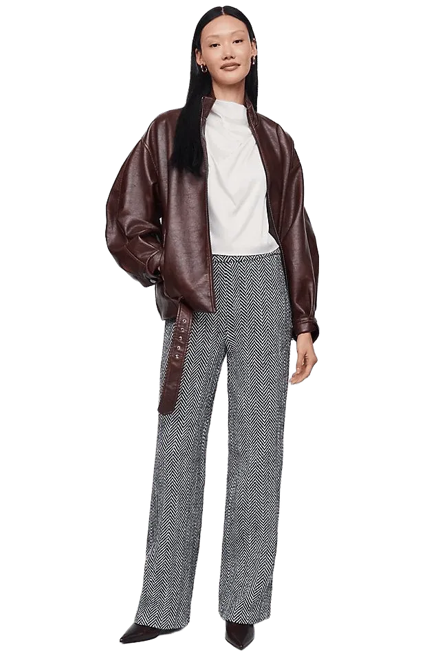 Naked Wardrobe Wool Blend Wide Leg Pants