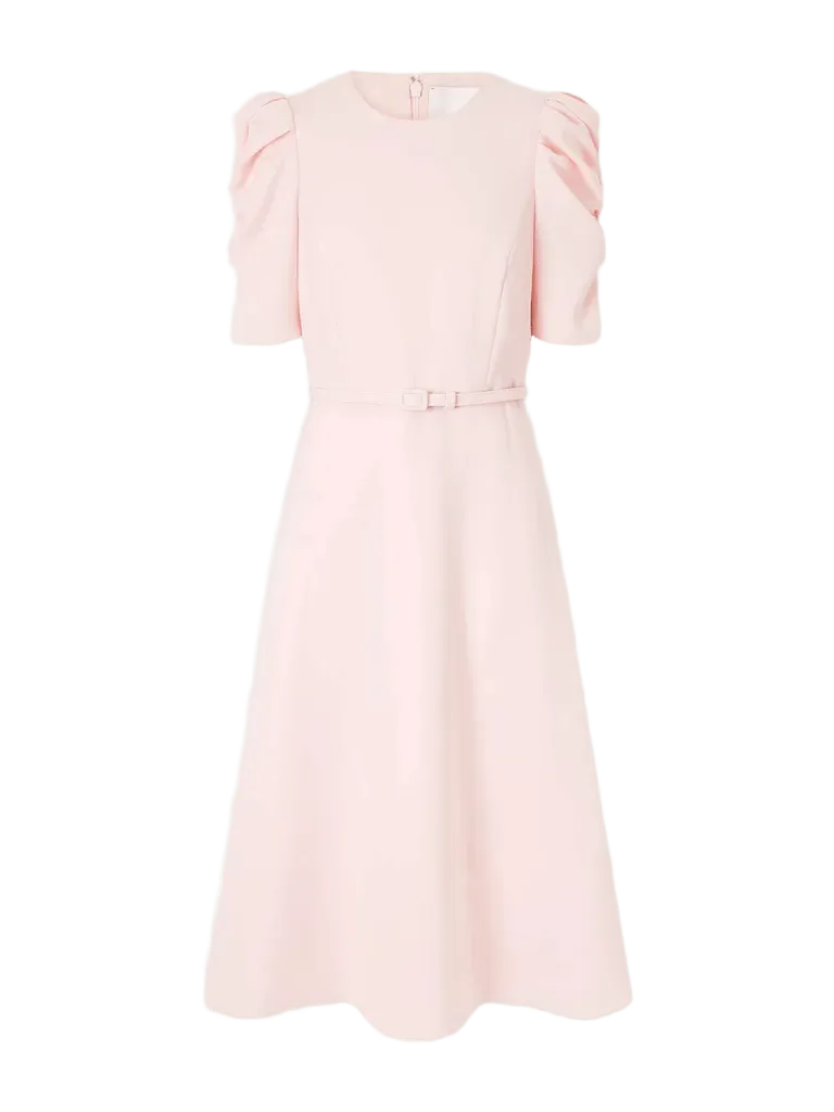 Belted crepe midi dress