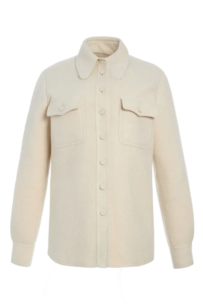 John Austin Shirt in Ivory Double-Face Recycled Cashmere Felt