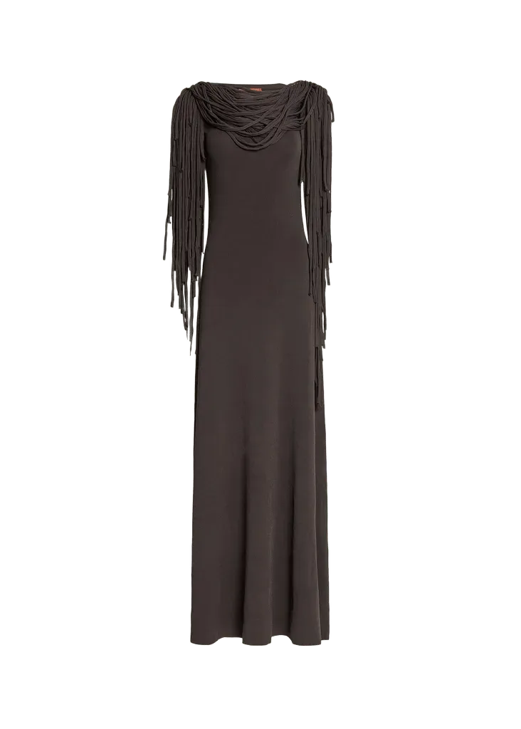 Altuzarra Chaney Fringe Cowl-Neck Gown