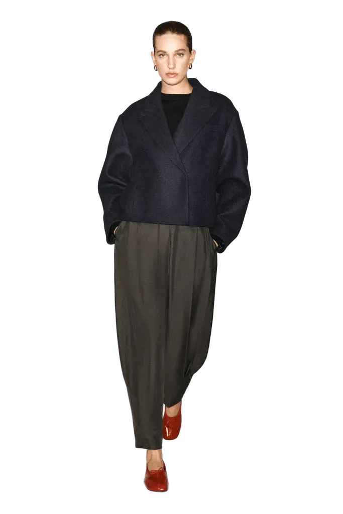 OVERSIZED CROPPED BOILED WOOL-BLEND BLAZER