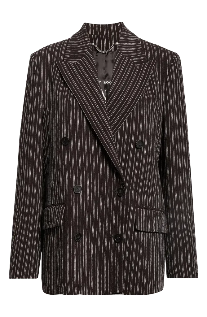 Pinstripe Double Breasted Wool Boyfriend Jacket