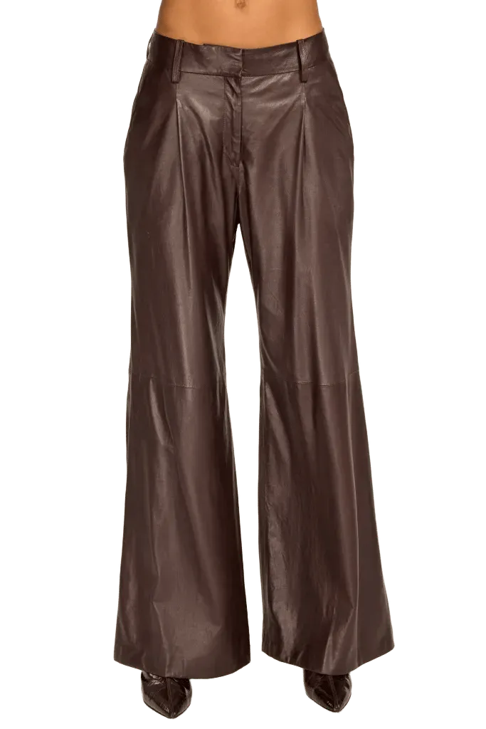 Eliza Leather Pleated Pant
