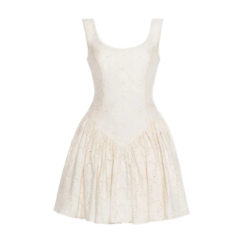 Pluma Mini Dress in Eyelet Playa