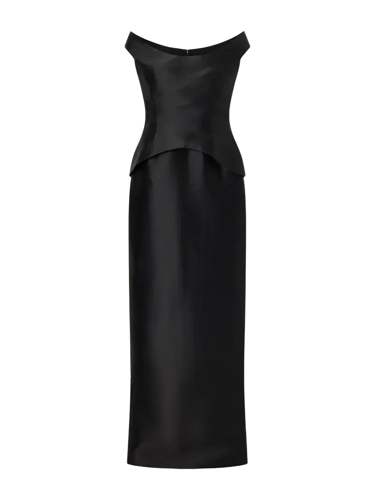 Pieta off-the-shoulder twill gown