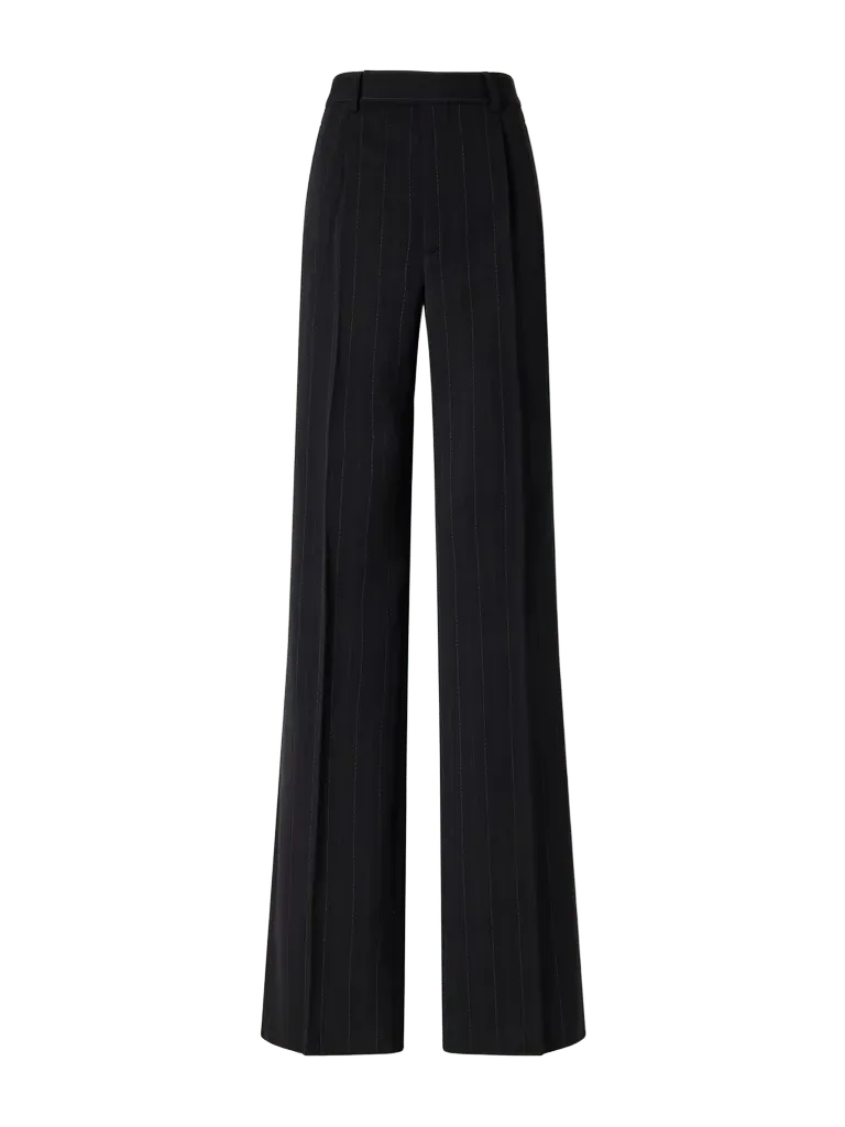 Striped wool wide-leg pants