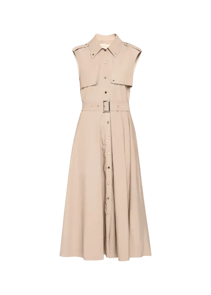 Gail Sleeveless Belted Midi Trench Dress