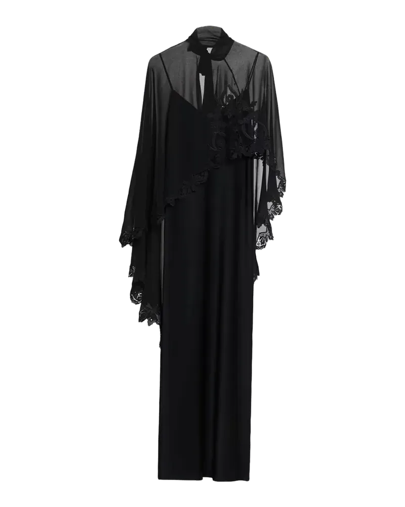 Carmen Satin A-Line Cape Maxi Dress