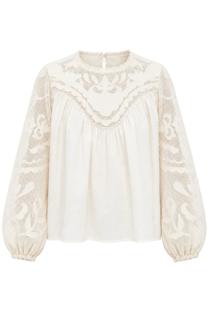 Ivory Patchwork Embroidered Cressida Blouse