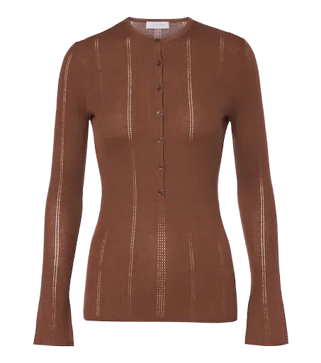 Olea pointelle wool Henley shirt