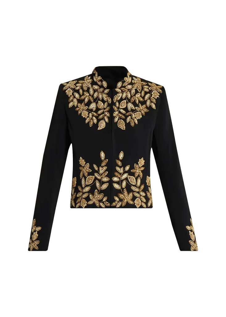 Embellished Stretch Crepe Tailored Jacket