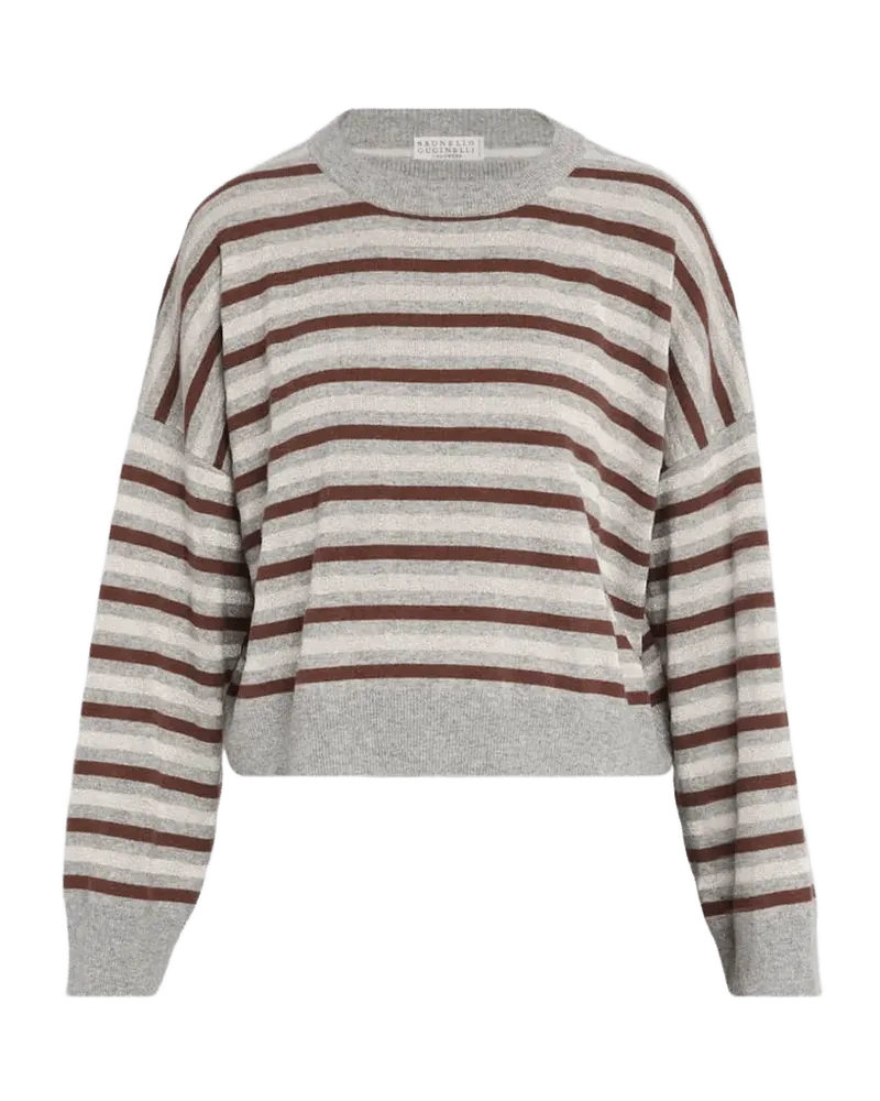 Shimmering Striped Wool-Cashmere Crop Sweater