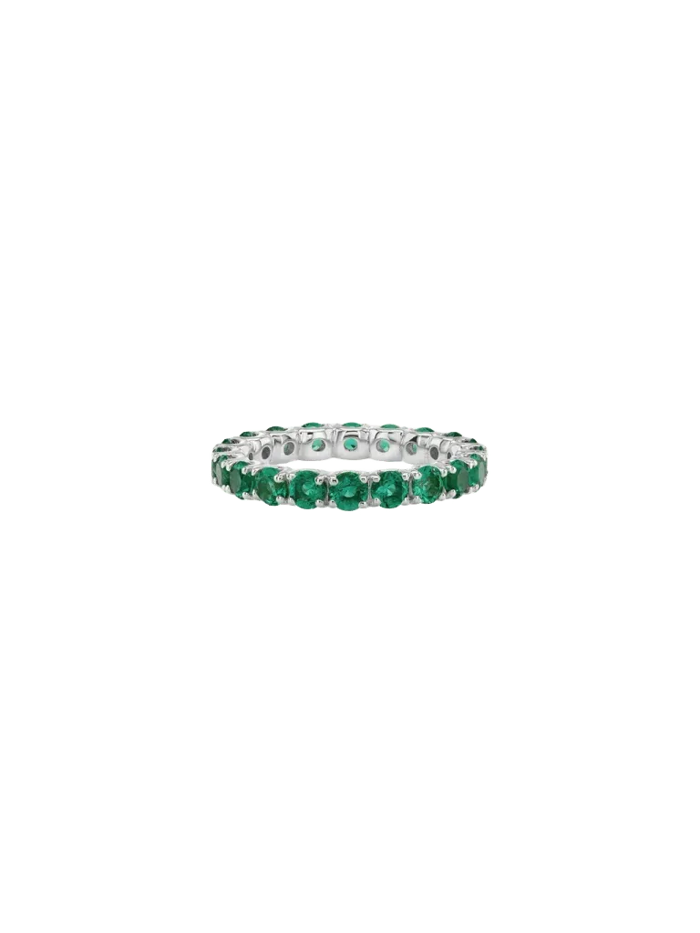 ROUND-CUT ETERNITY BAND IN DEEP LAB EMERALD, STERLING SILVER