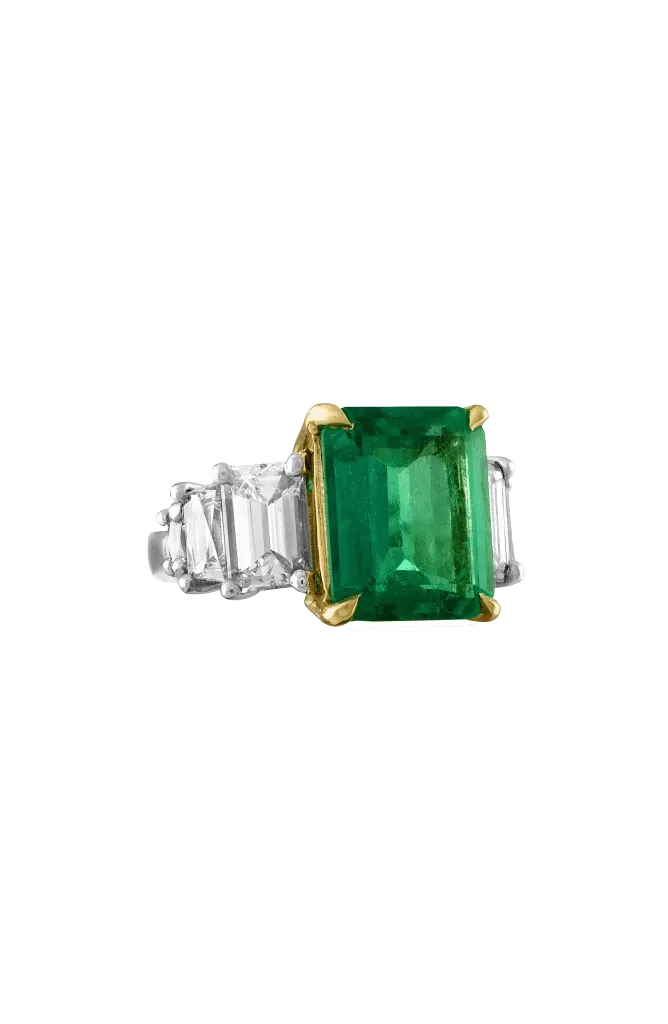 Icon 18k Gold & Platinum Emerald & Diamond Ring