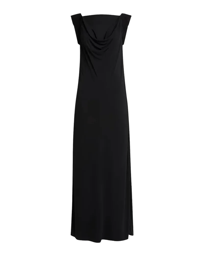 Intrecciato-Trim Draped Crepe Jersey Maxi Dress