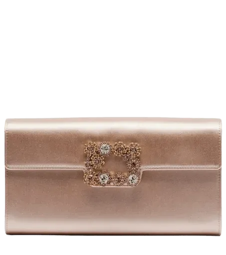 Efflorescence embellished satin clutch
