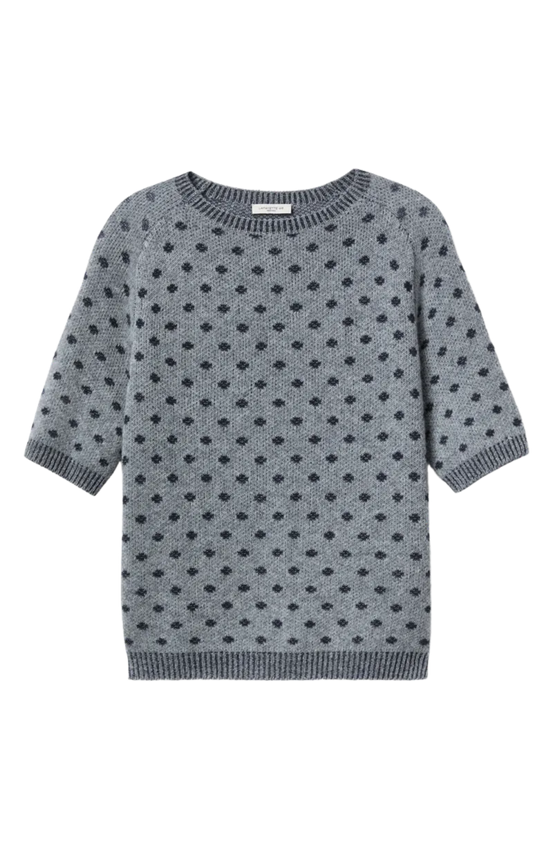 Dot Jacquard Cashmere Short Sleeve Sweater