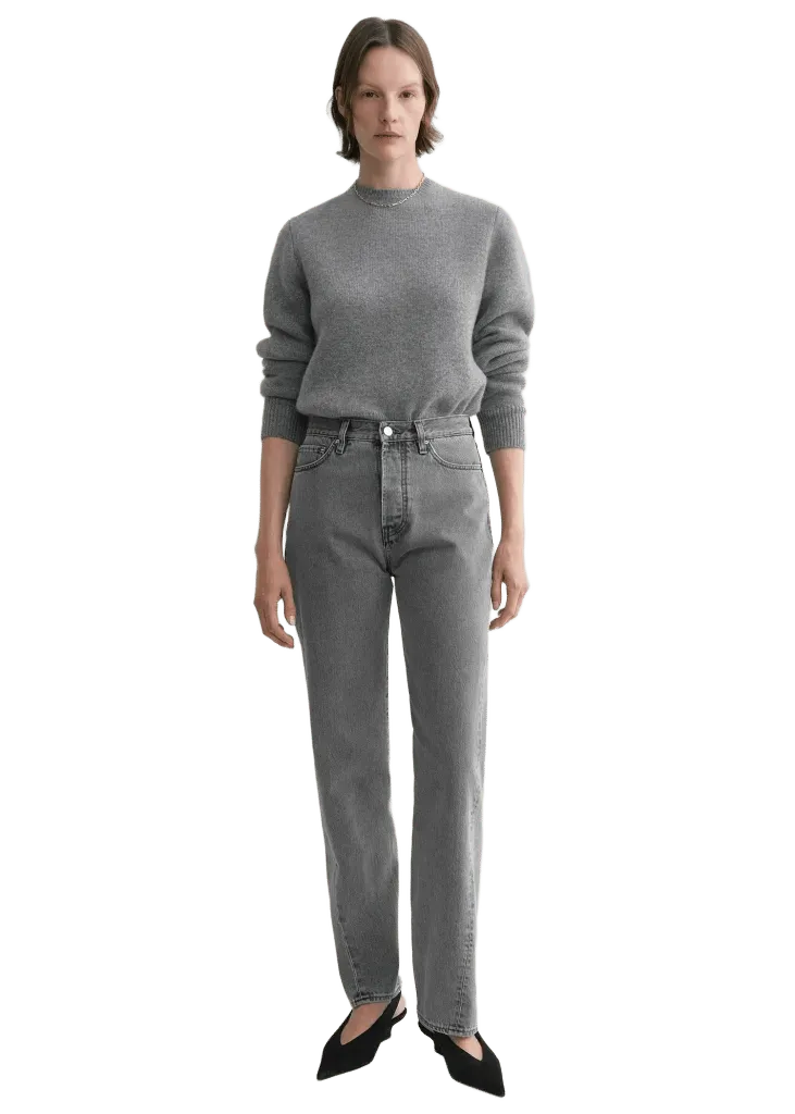 Twisted seam denim full length mid grey