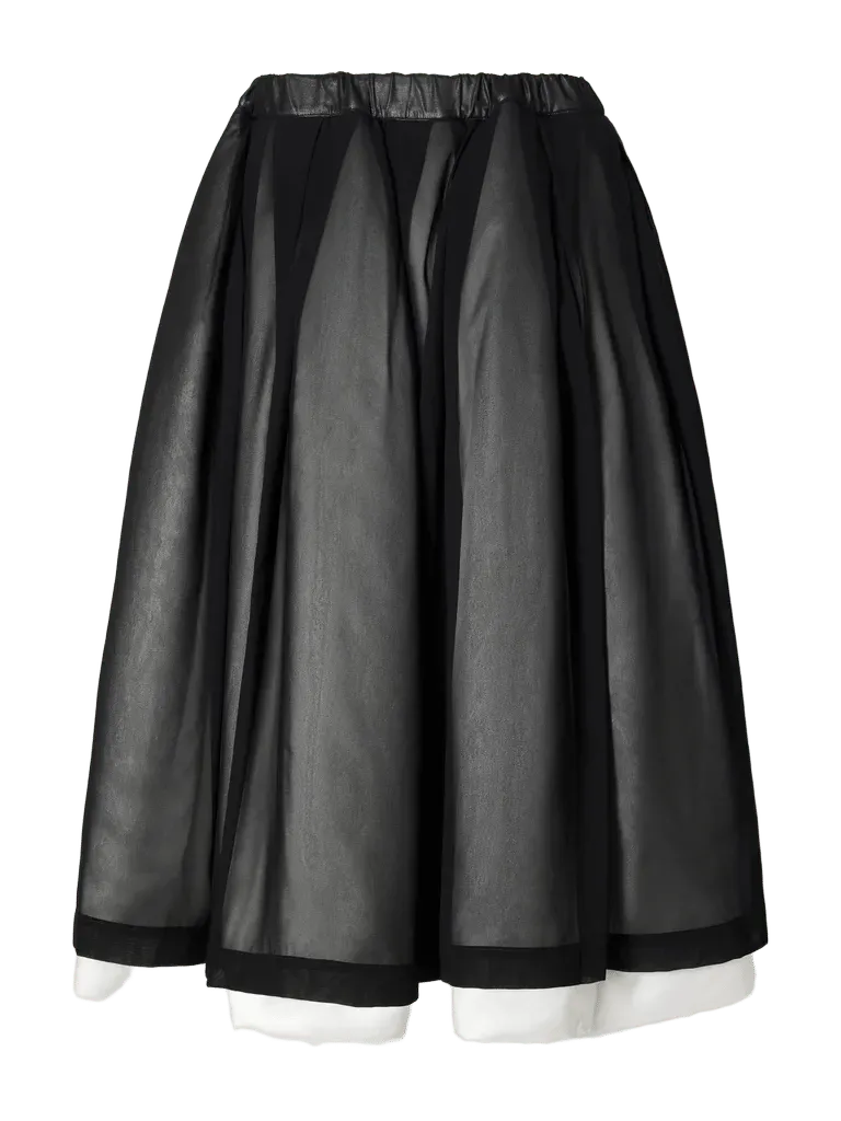 Pleated padded satin-trimmed georgette midi skirt