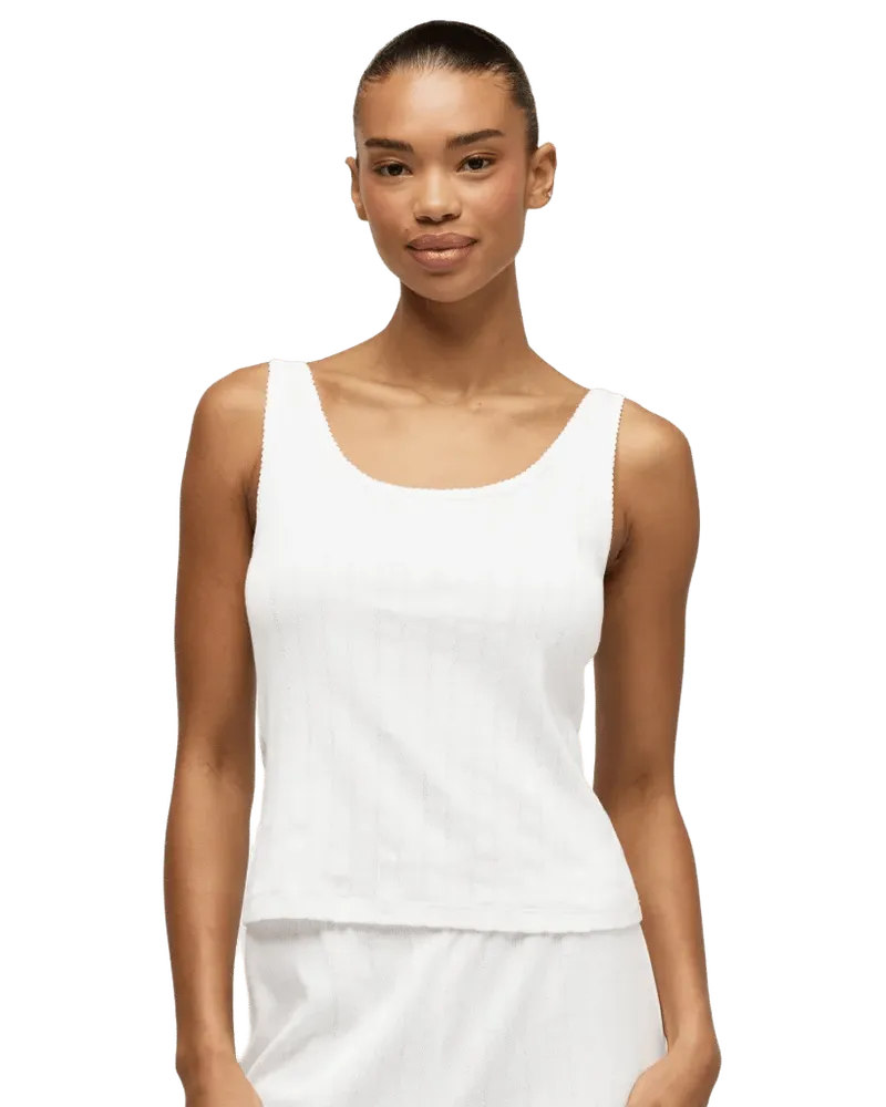 Women's Pointelle Tank in White