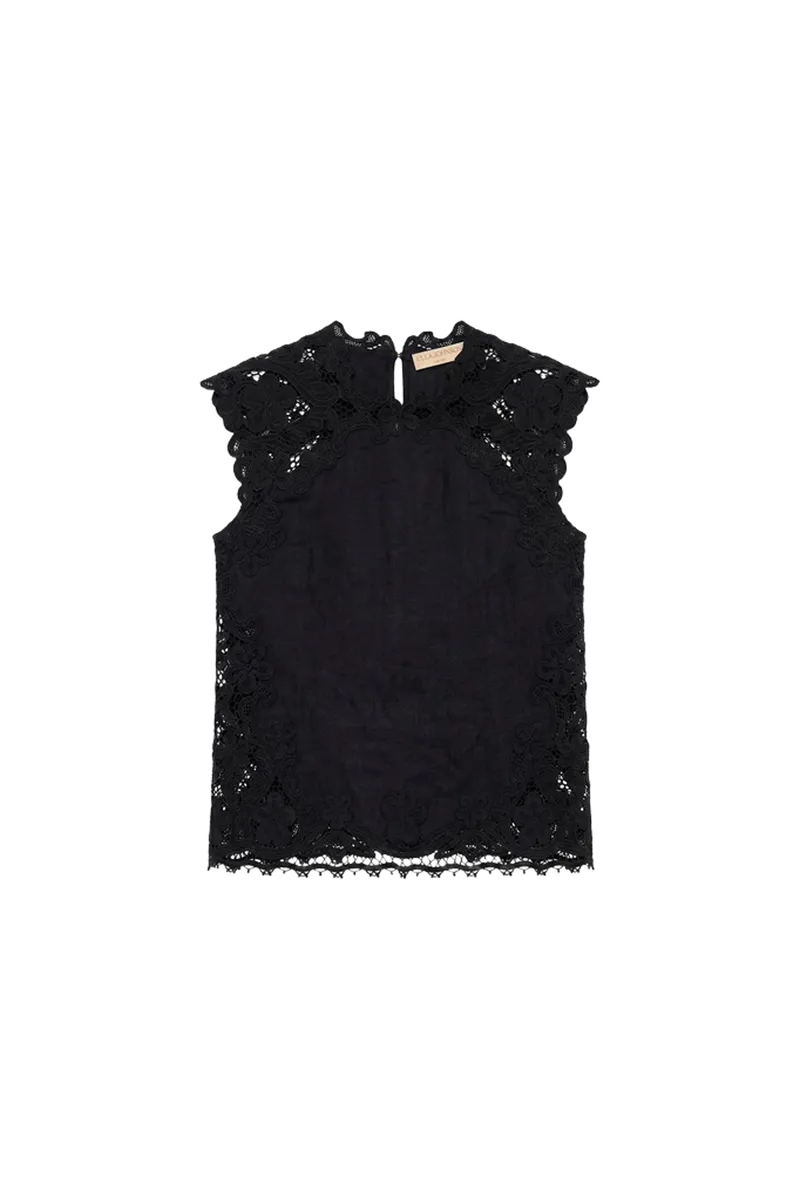Amelie Linen Top - Noir