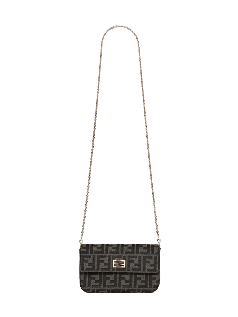 Fendi Baguette Wallet on Chain — Brown