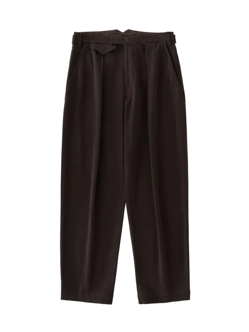 Poole Pleated Twill Pant in Chocolate