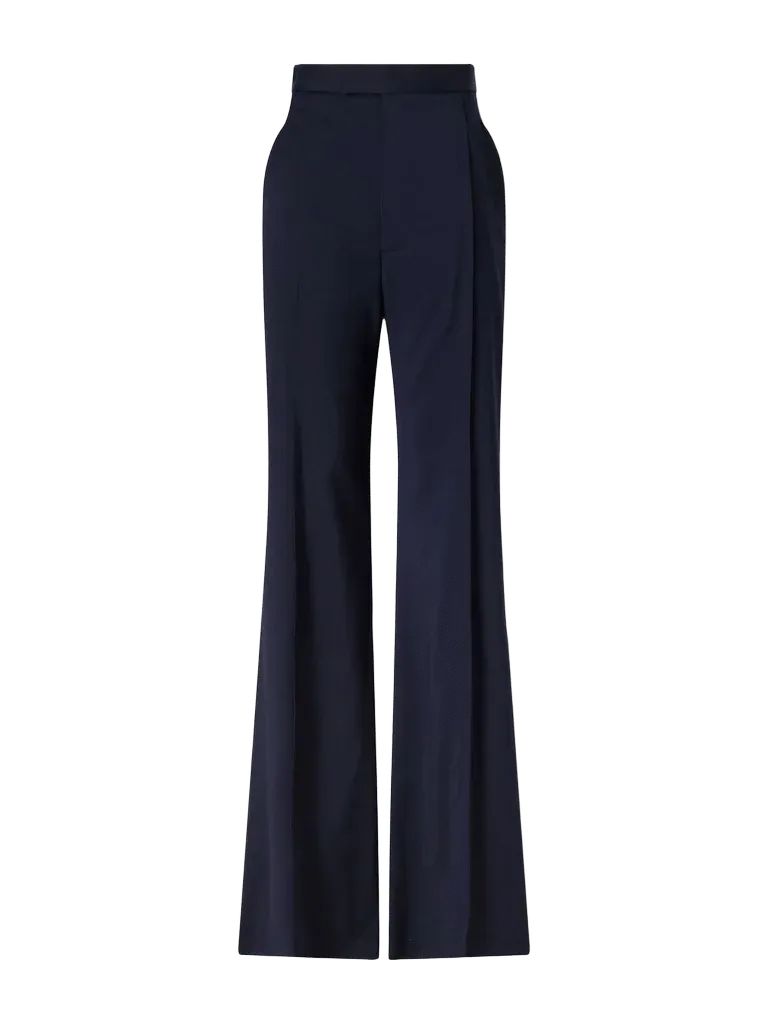 Serge pleated flared wool pants