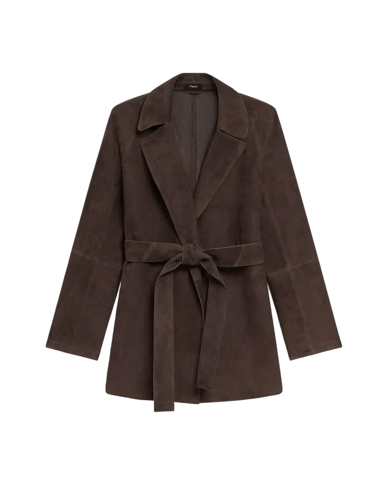 Belted Trench Jacket in Suede