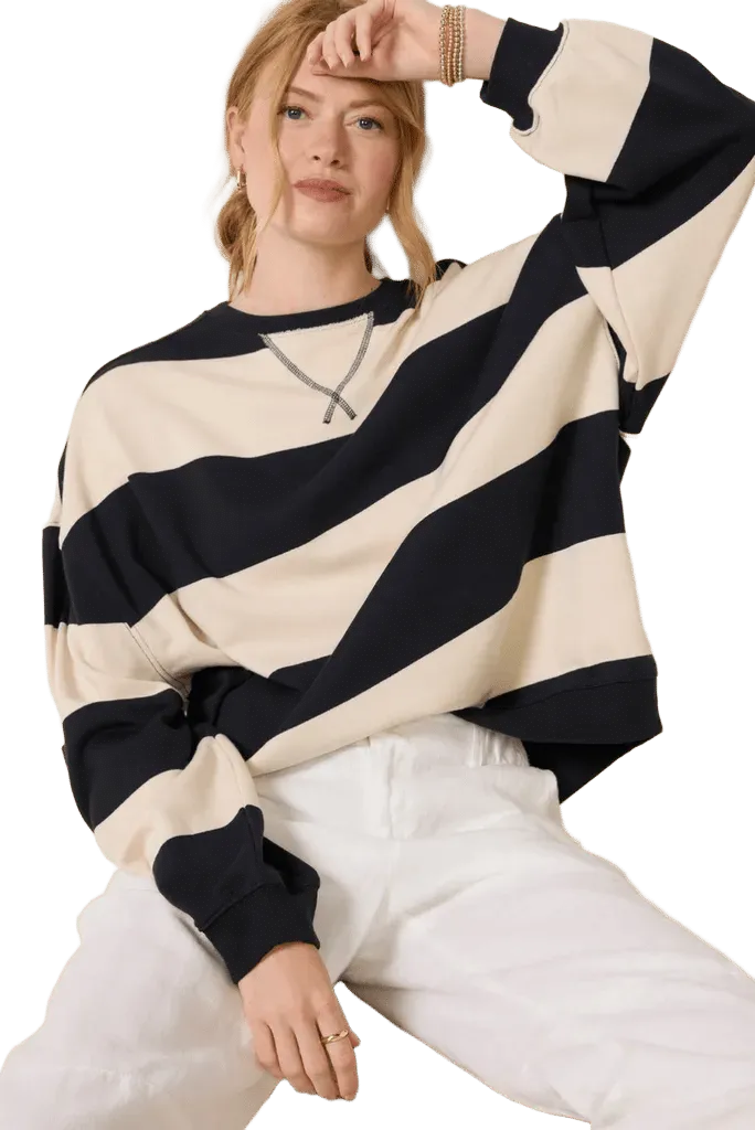 Classic Stripe Crew Wide Sweatshirt