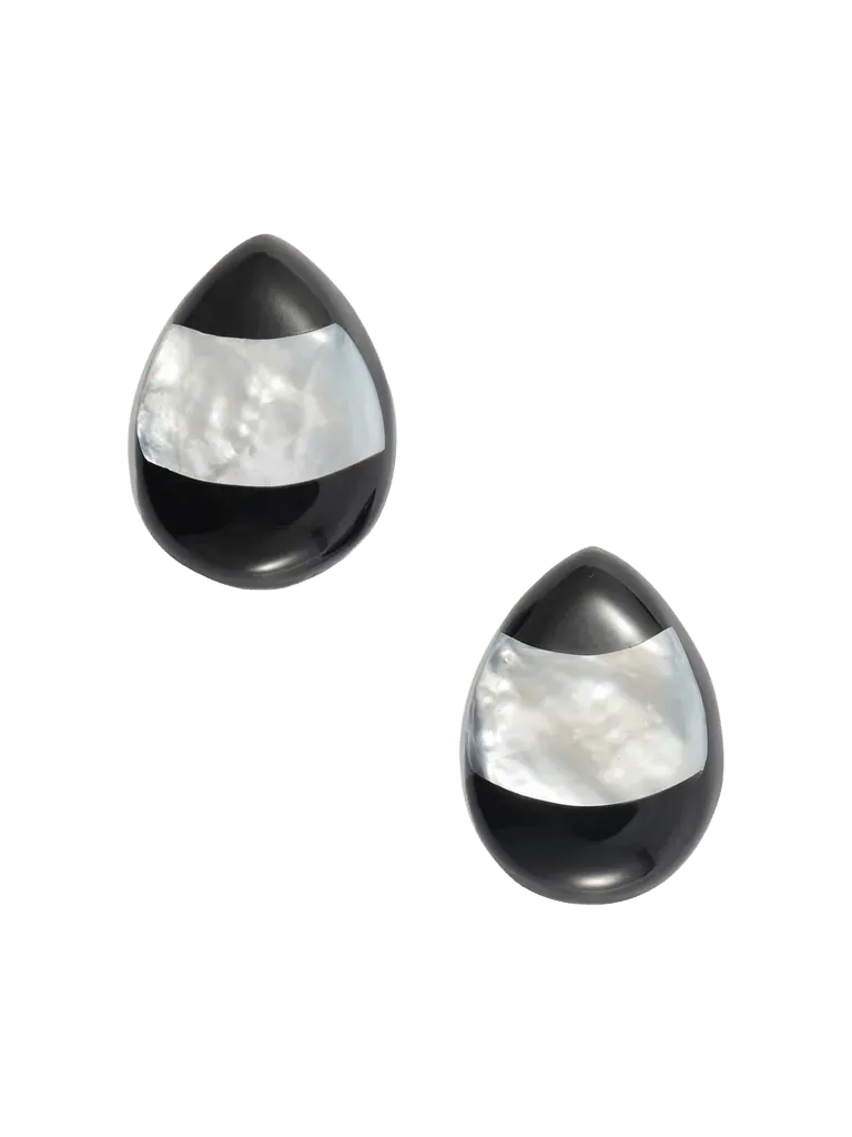 Divina rhodium-plated resin and mother-of-pearl earrings - black - One Size