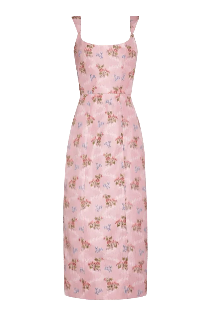 Numa Pink Bouquet Ikat Midi Dress