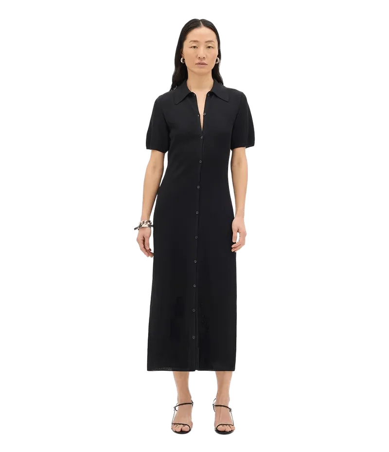 Pique Polo Dress | Black