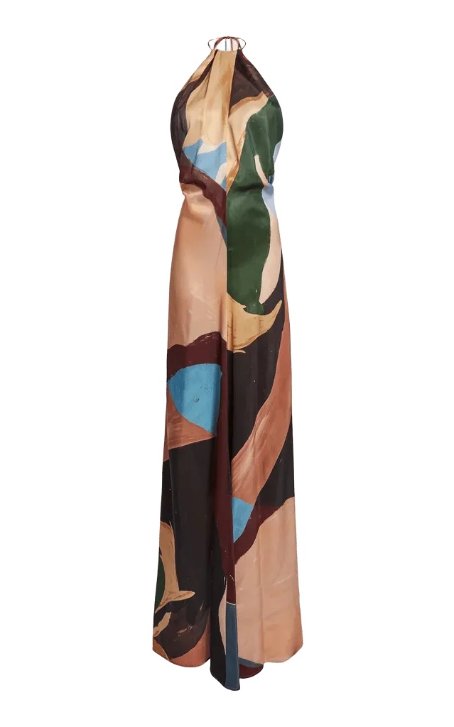 Printed Satin Maxi Dress