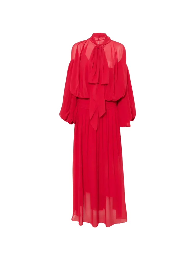 De La Vali Solana maxi dress in ruby red chiffon