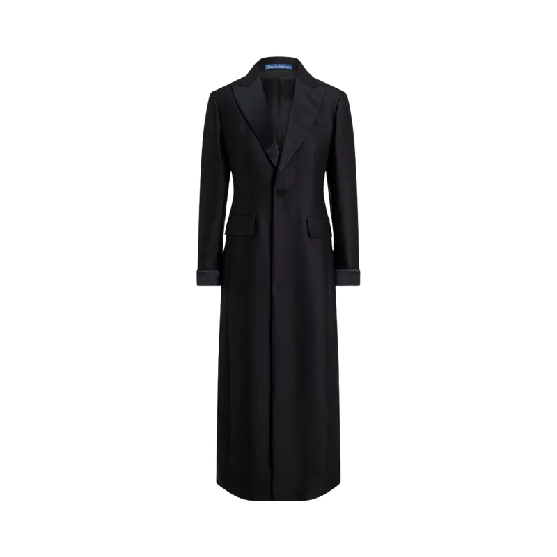 Wool-Silk Crepe Tuxedo Duster