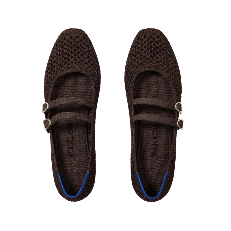 The Double Buckle Mary Jane - Chocolate Mesh