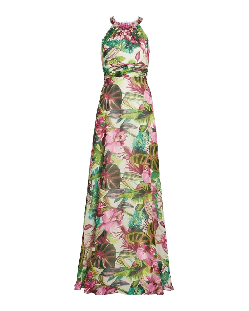 Embellished Floral Chiffon Gown