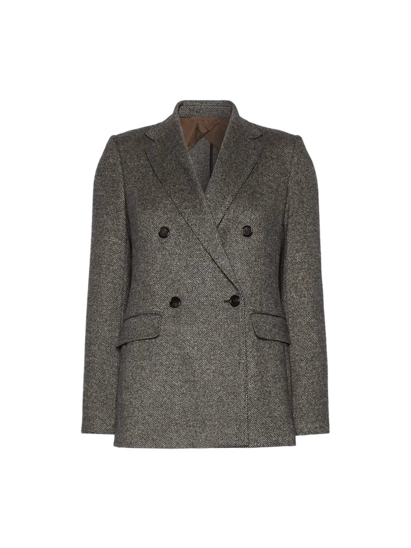 Double-breasted jacquard jersey blazer - CAMEL