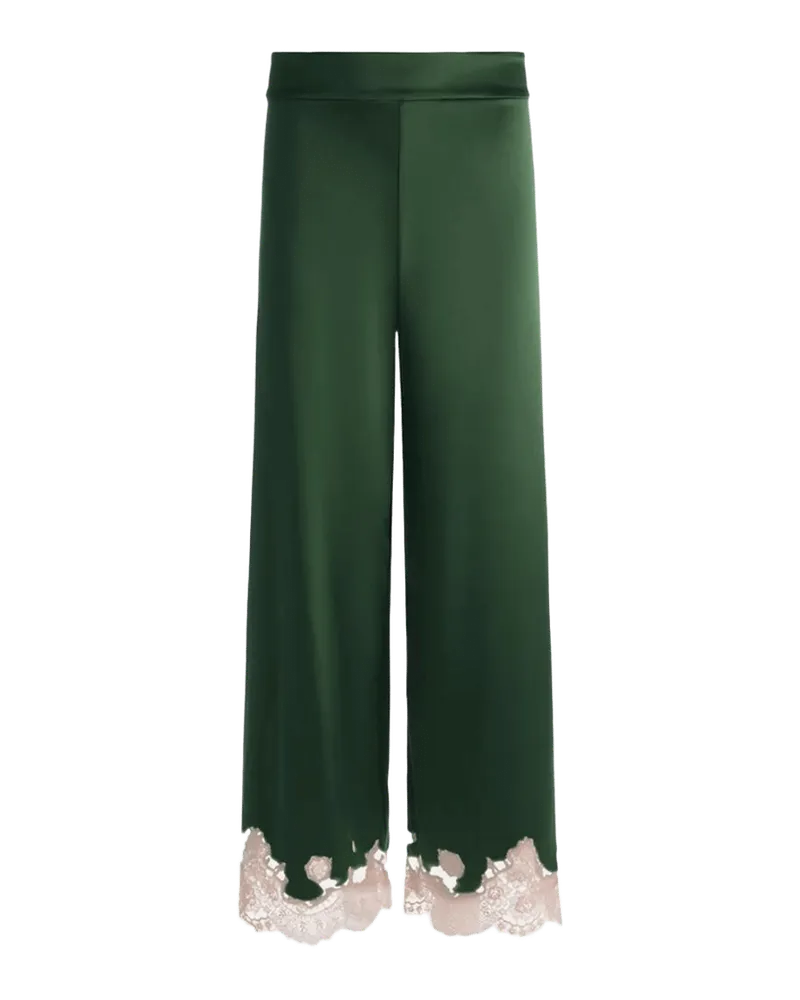 Athena Lace-Trim Satin Pants