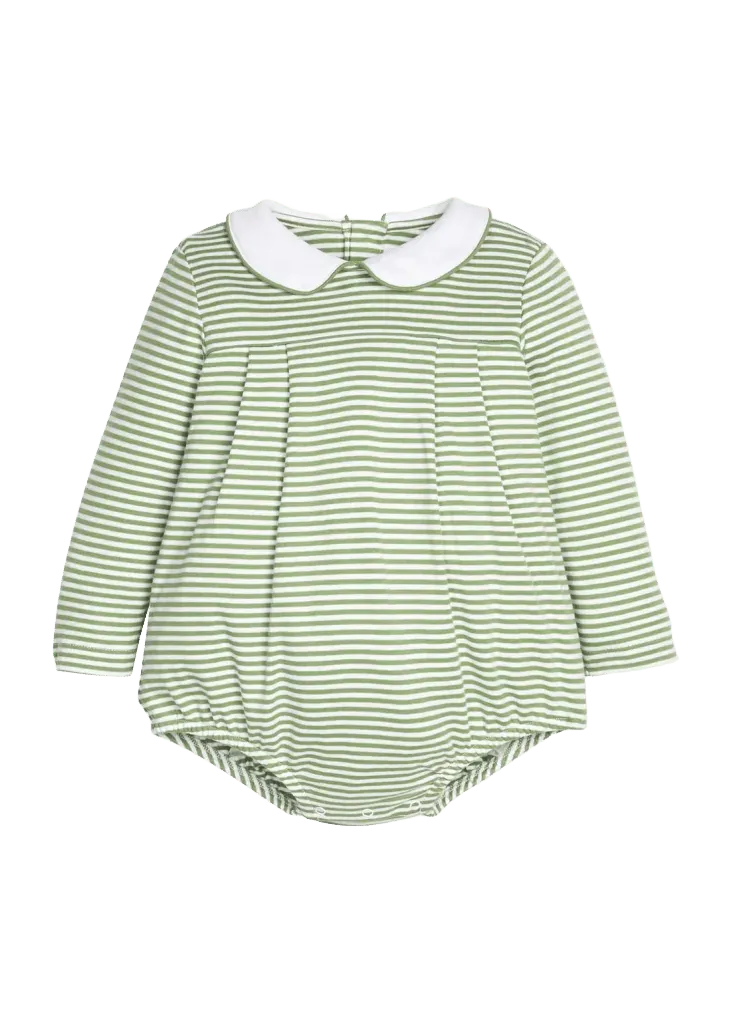 Pleated Peter Pan Bubble - Watercress Stripe
