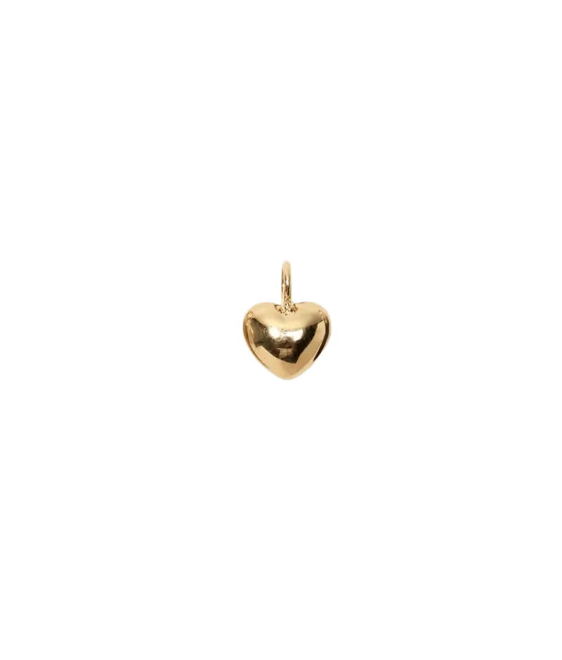 14k Gold Puffy Heart Necklace Charm in Gold