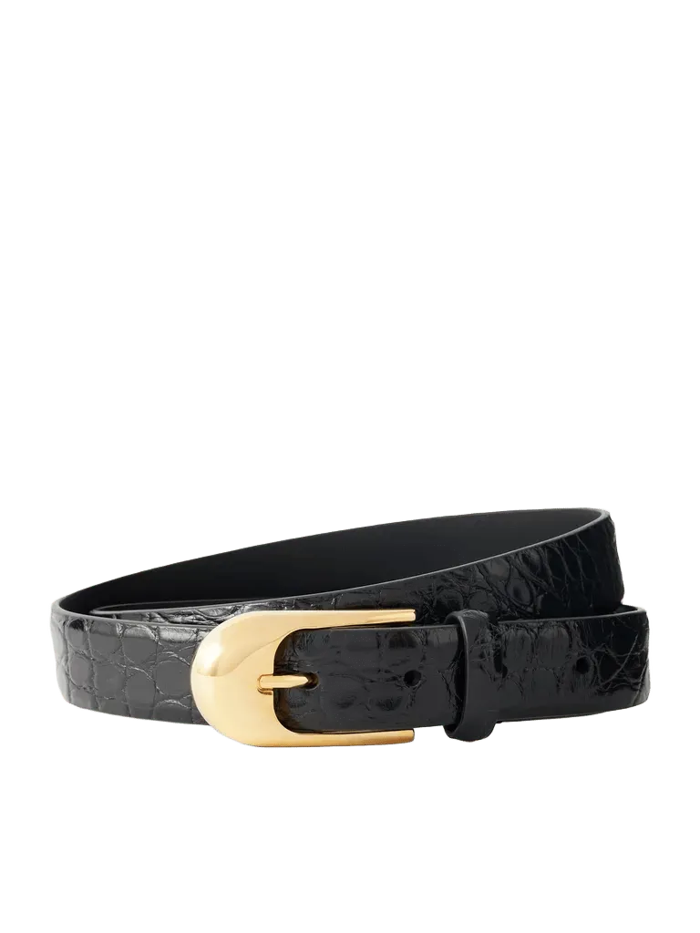 Dome croc-effect leather belt