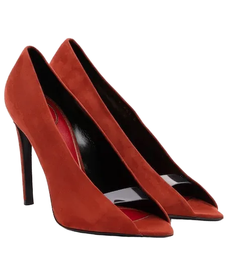 Révélé suede peep-toe pumps
