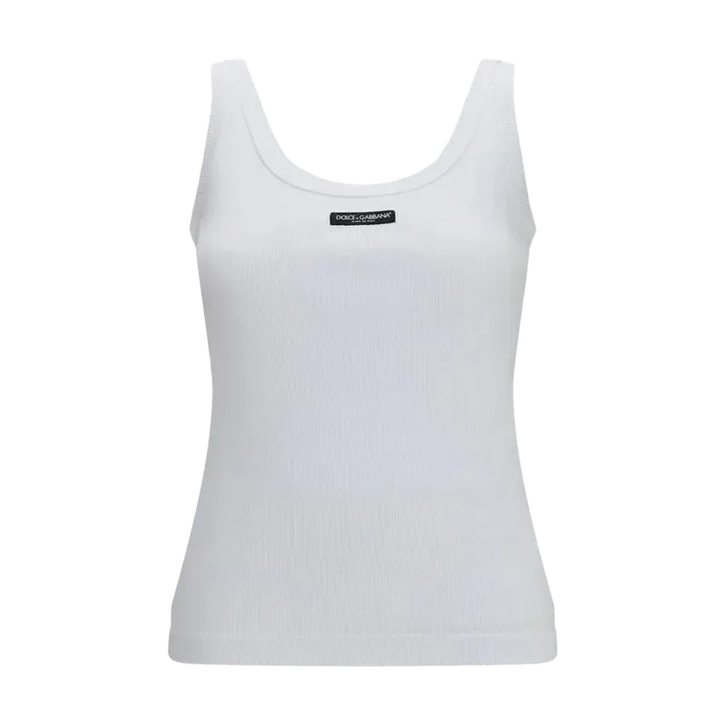 Dolce & Gabbana Ribbed Cotton Tank Top — White