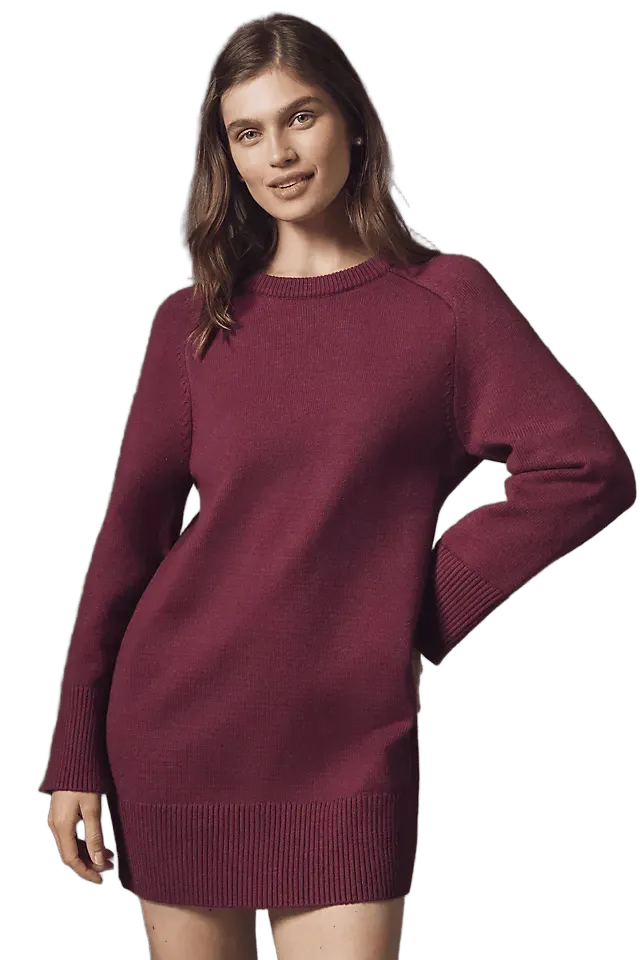 English Factory Petite Long-Sleeve Sweater Mini Dress